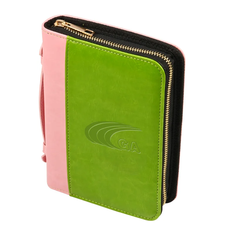 Custom combination colors bible book cover jewish bible covers bible cover pu leather carrying bag with handle and zipper