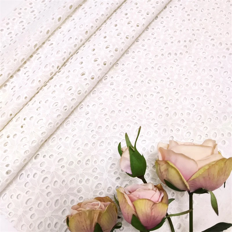 Popular Hot sale Undyed White 100% Cotton Fabric with Embroidery for Accessories