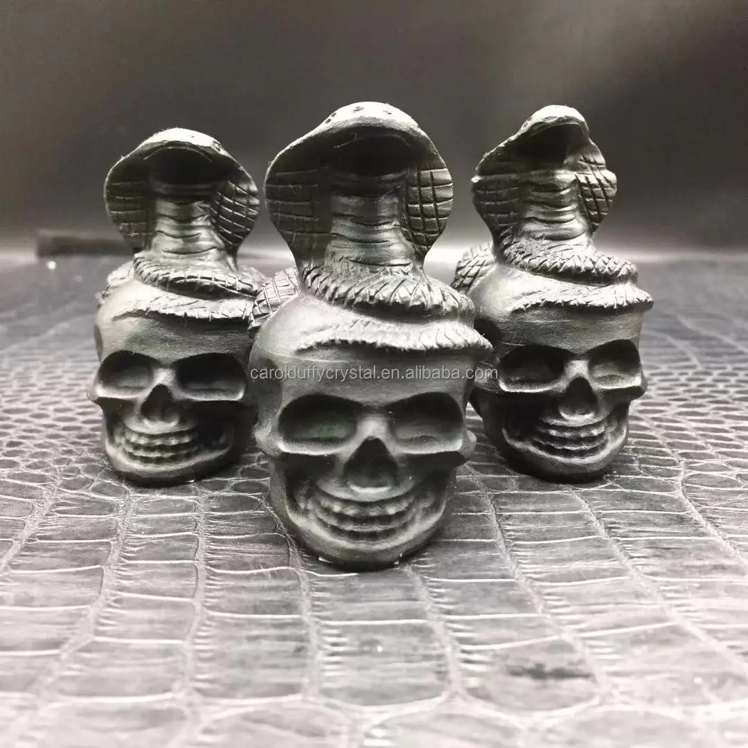 Wholesale Natural Obsidian Crystal Carved Snake Skulls Not polished Healing Decoration