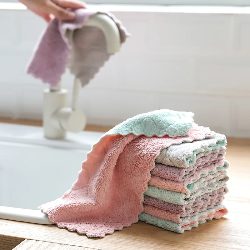 Dish Cloth Non-stick Oily Cleaning Cloth Household Cleaning Table Scouring Pad Kitchen Housework Cleaning Absorbent Towel