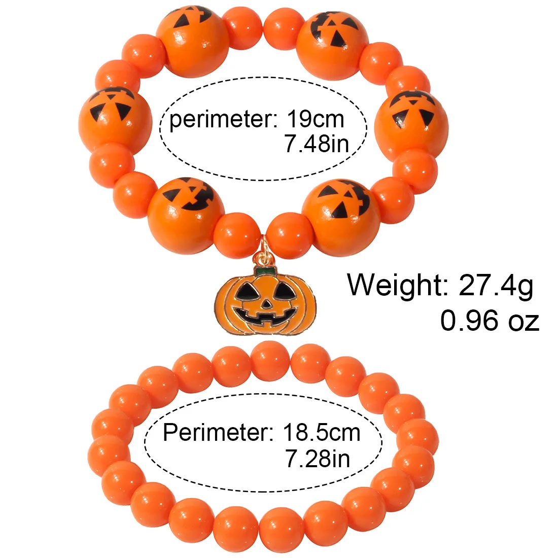 2pcs/set Gothic Halloween Bracelet Pumpkin Skull Witch Pendant Bracelet Decoration Fashion Wooden Jewelry Accessories Gift Set