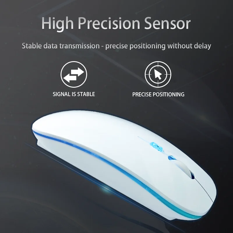 2022 New Ultra-thin Mini Wireless Mouse Silent Mute Rechargeable Led Colorful Lights Computer Mouse