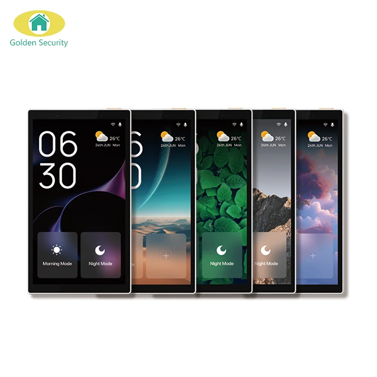 zigbee smart home 5 inch touch screen smart home control panel with built-in Alexa voice control and 2 gang switch