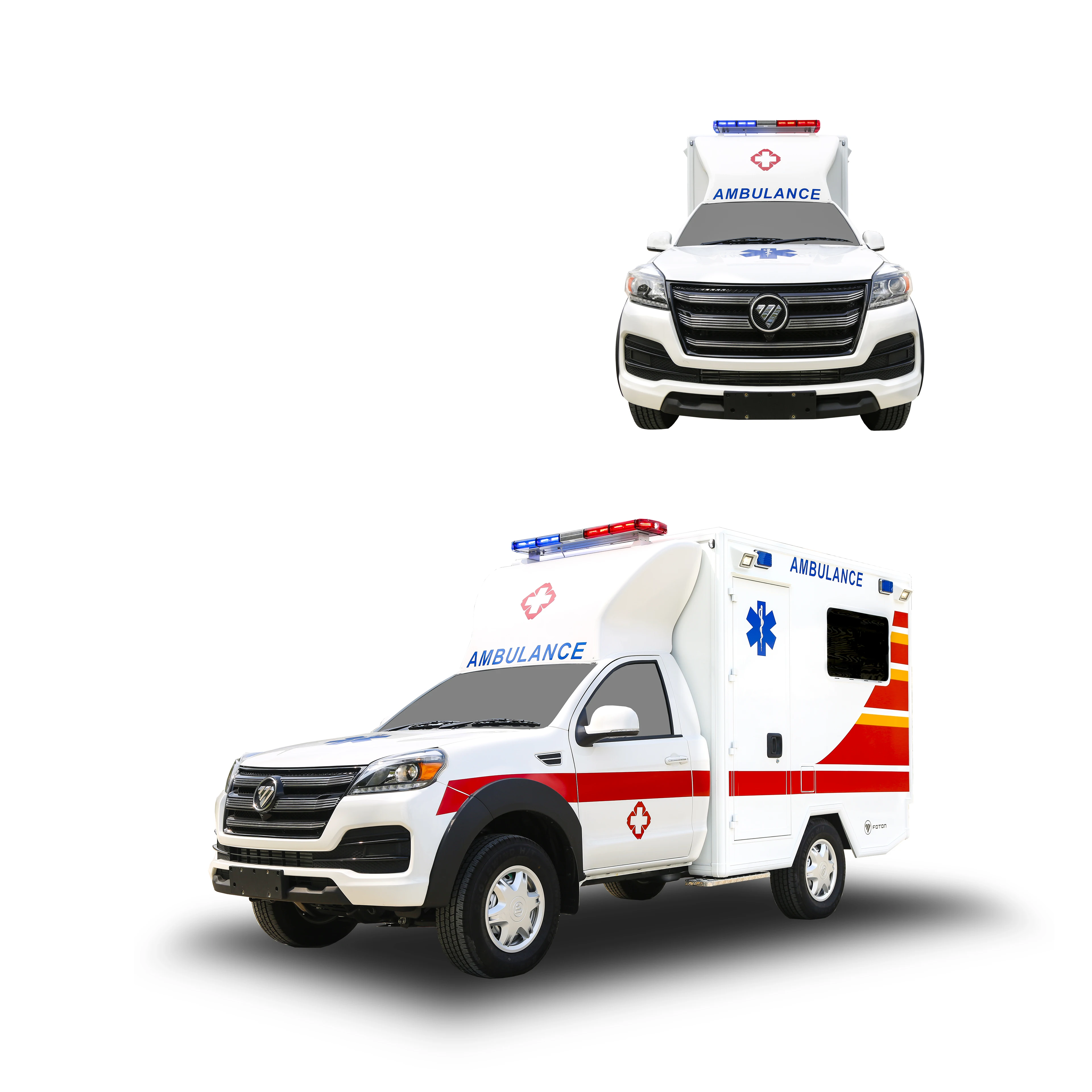 4x4 Medical Ambulance Car FOTON Tunland Pick-up Type C Ambulance Monitoring ICU Rescue Ambulance Vehicle Supplier Price