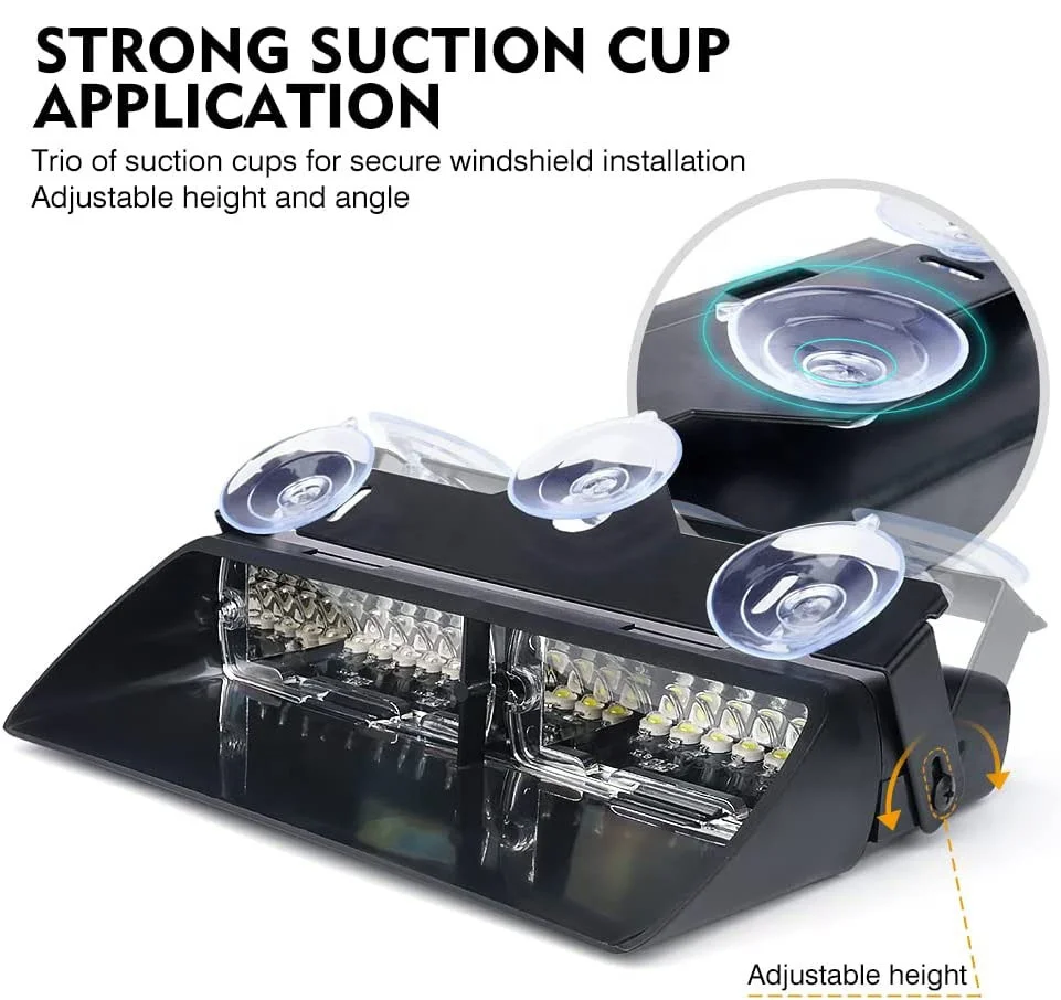 18 Modes Flashing Patterns White Red Dual Color Emergency Hazard Safety Warning Traffic Light  for Ambulance Vehicles Fire Truck