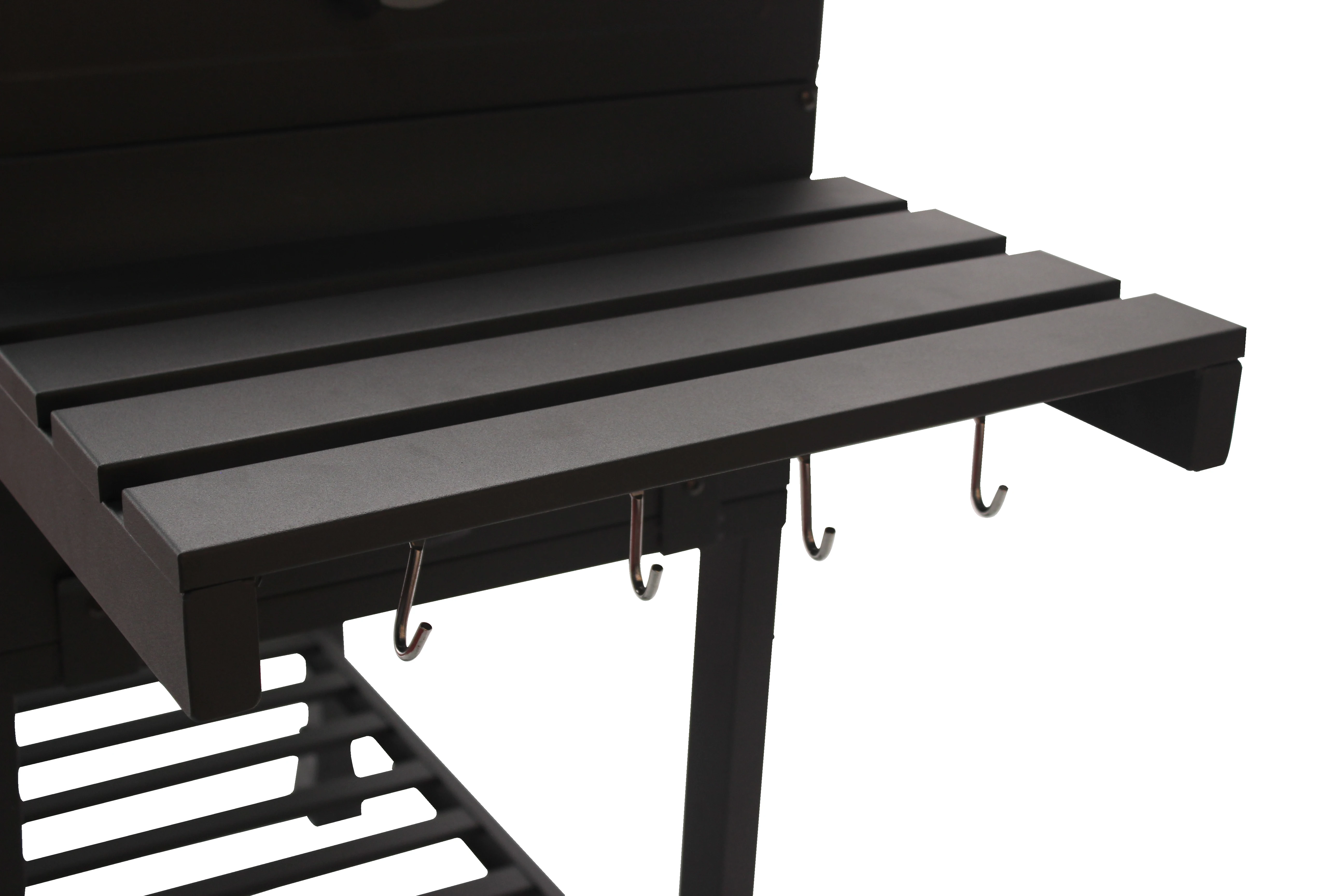 Square Trolley Cast Iron Grill Smoker with Chimney Charcoal Barbecue with Lid