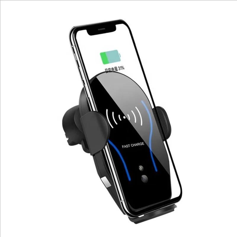 
2019 Amazon Hot Sale Automatic Clamping Gravity Sensor Air Vent Phone Holder, Qi Fast Charging Phone Holder 
