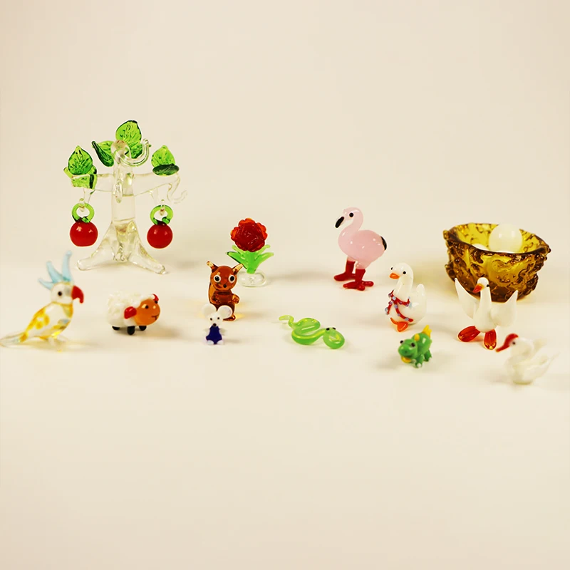 Handmade Mini Small  Cute Bird Chick Animal Miniature Glass Figurines For Art Home Decoration