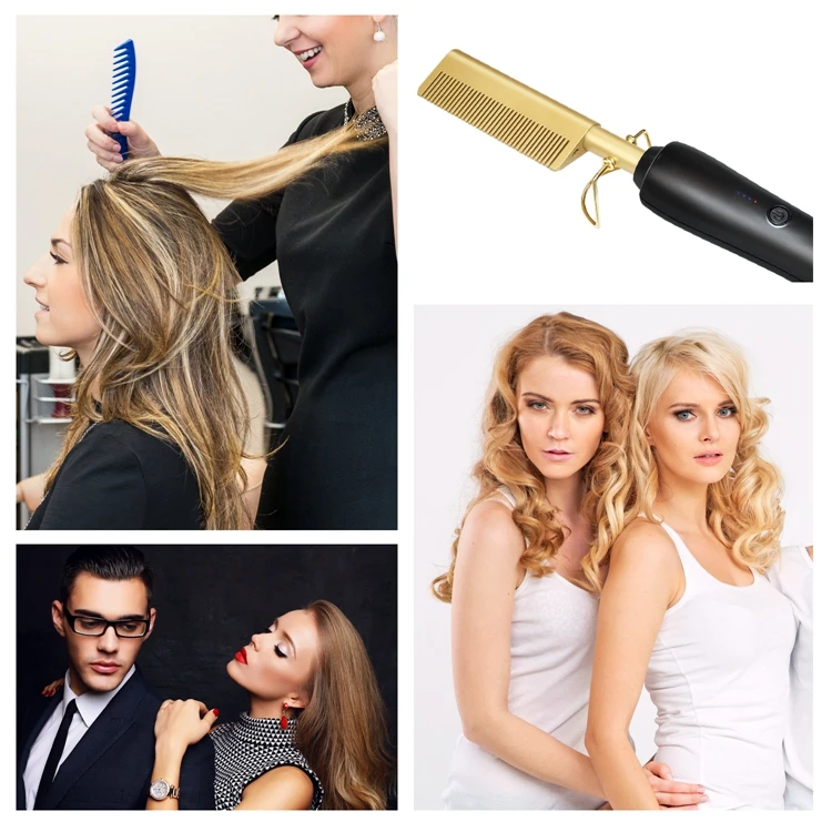 Professional Custom Hot Hair Comb Electric Hot Comb Straightener Electric Hair Straightener Portable Hot Combs Straightener