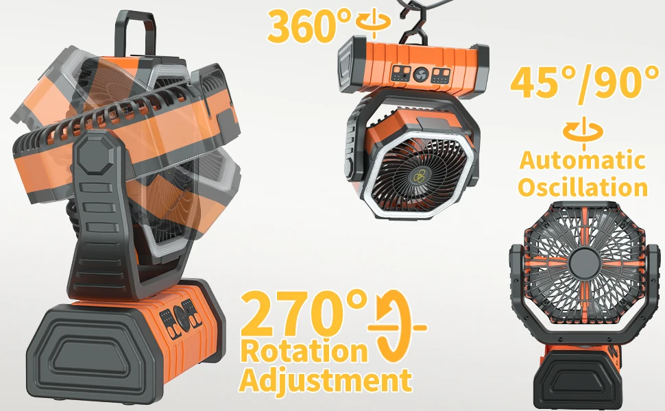 20000mAh charging table fan Shake head function 15W wireless remote control outdoor camping fan