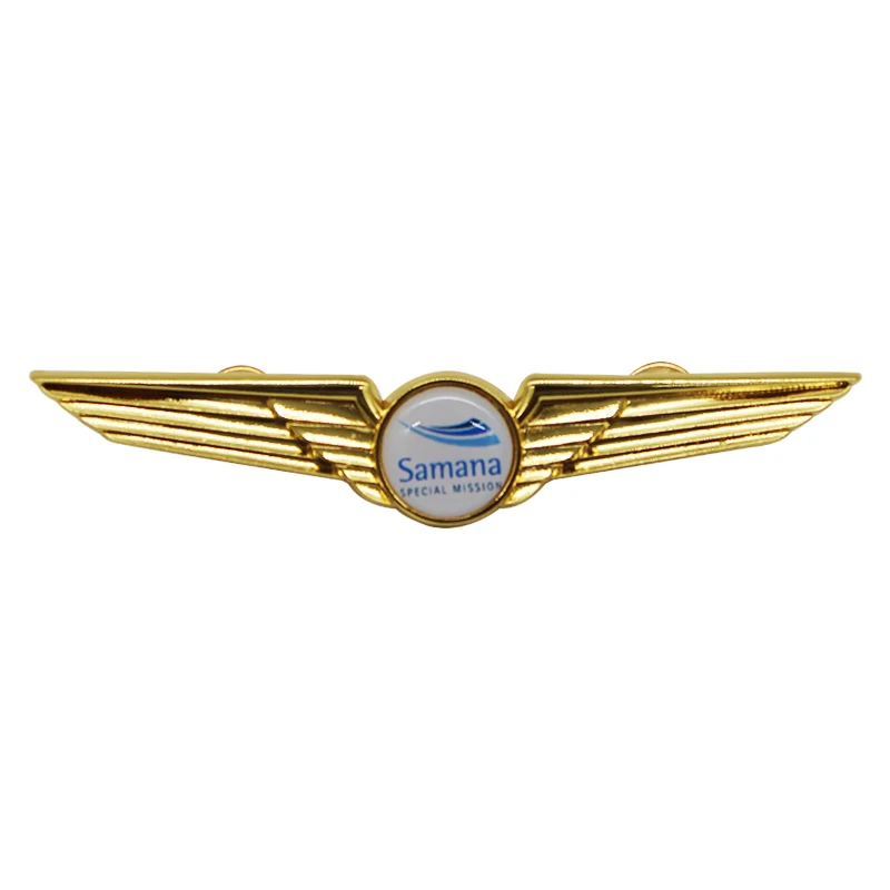 New Design Custom Logo Metal Pin 3D Engraved Custom Design Aviation Souvenir Wings Metal Pin Badge