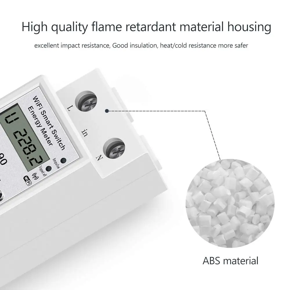 EMylo Smart Single Phase Digital Energy Meter, LCD Display with Wireless WiFi Remote Control 60A 90-250V 60Hz Smartphone APP