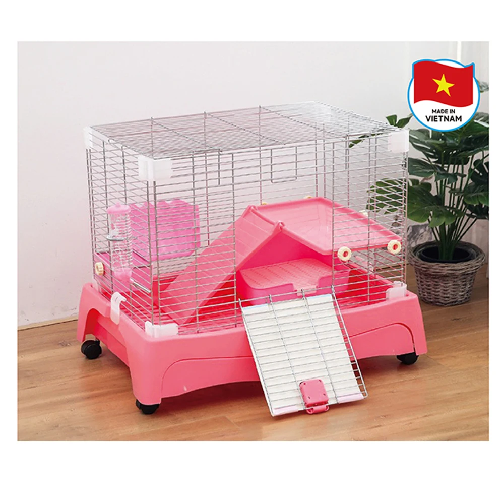 Vietnam Factory Small Animal Cage Luxury Pet Castle Hamster Supplies Villa Small Castle Blue Pink Metal Small Animals Bird Cage