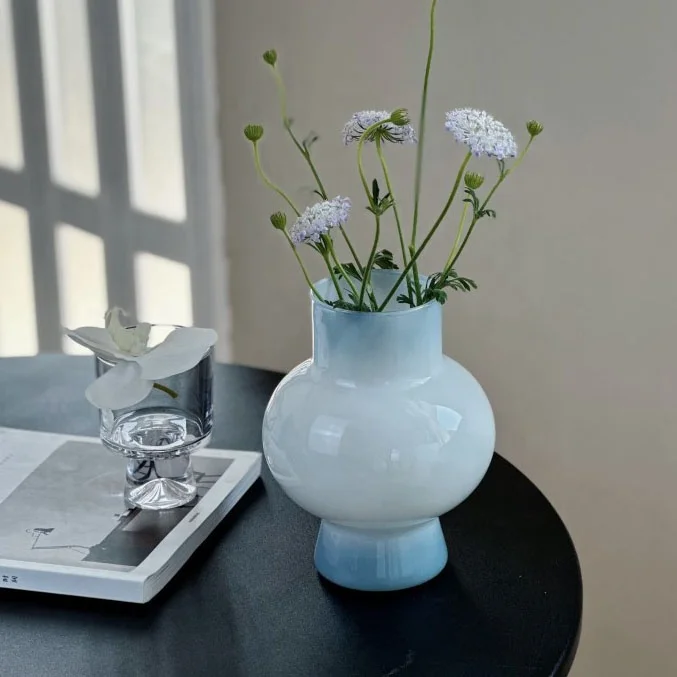 High Beauty Living Room Milk Jade Glass Vase Flower Arrangement Decoration High Grade