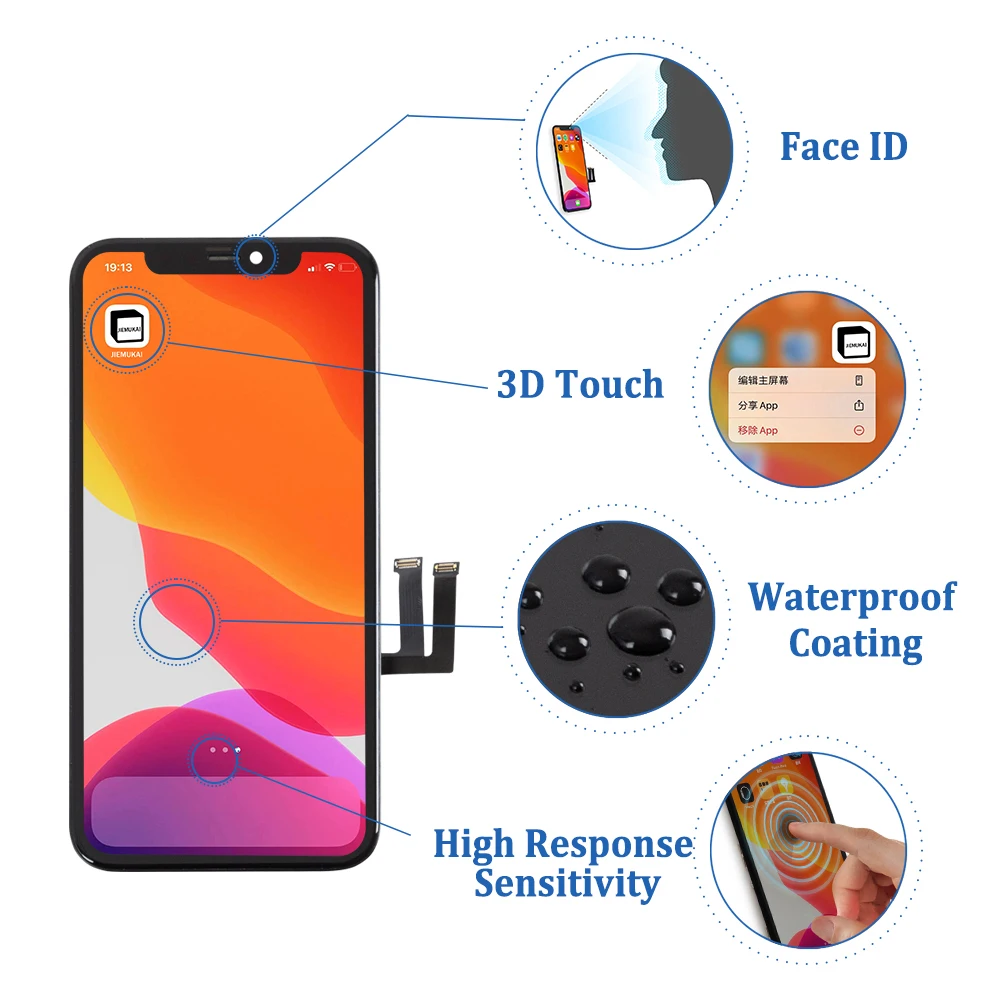 ЖК-дисплеи для мобильных телефонов Iphone X Xr Xs Max 11 Pro Замена ЖК-экрана с дигитайзером