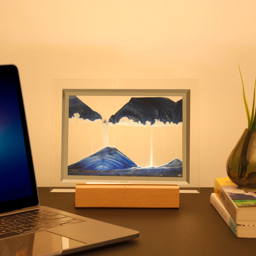 New Design Crystal Light Creative Quicksand Lamp 3D LED Flowing Sand Painting Decorative Table Lamp