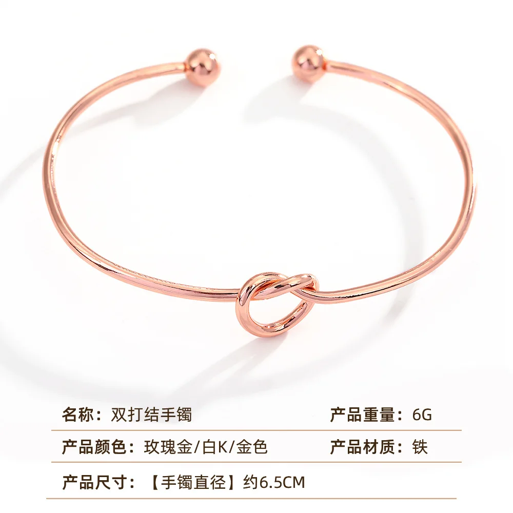 2024 cheap inner diameter 6.5cm Mobius Bracelet Fashion Alloy Hand double knot armband open adjustable cuff bracelet for women