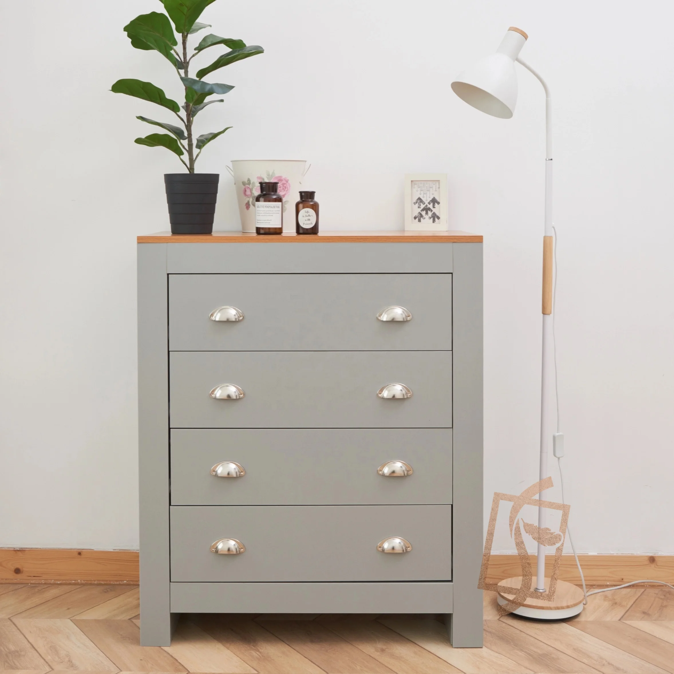 Modern Style Wood Four Drawers  Cabinet Storage Chest of Drawer Home Furniture for Guest Room Bedroom