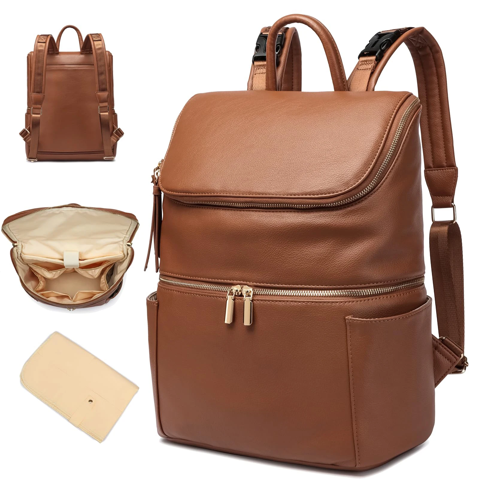 2024 Seller Brown Baby Carring Bags 4 In 1 Diaper Backpack Baby Stuff Bag For New Born Es