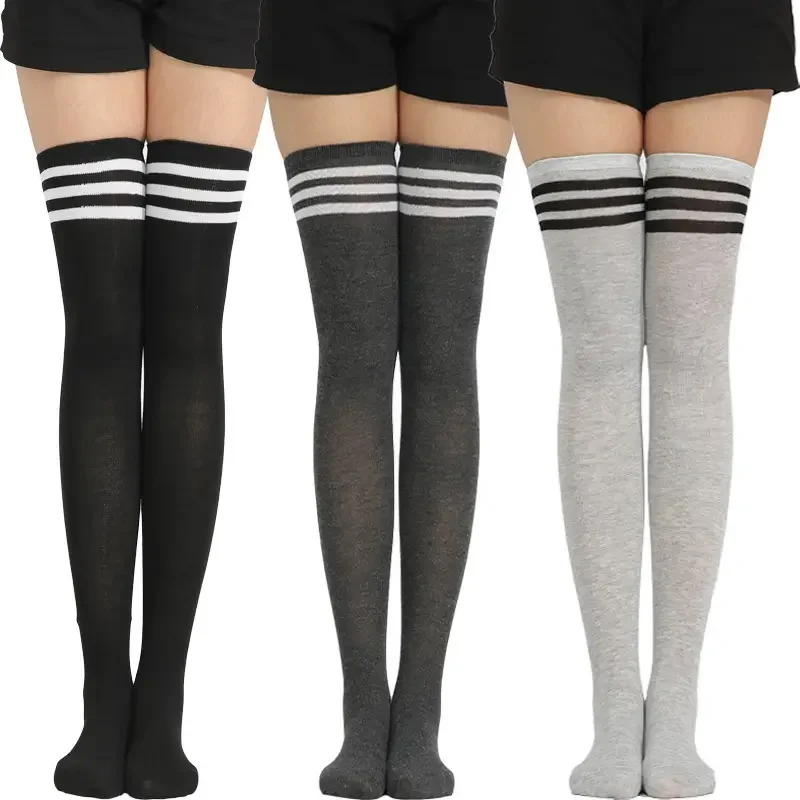Niusida Women Over the Knee High Socks Black White Striped Lady Long Socks Sexy Thigh High Socks for Girl