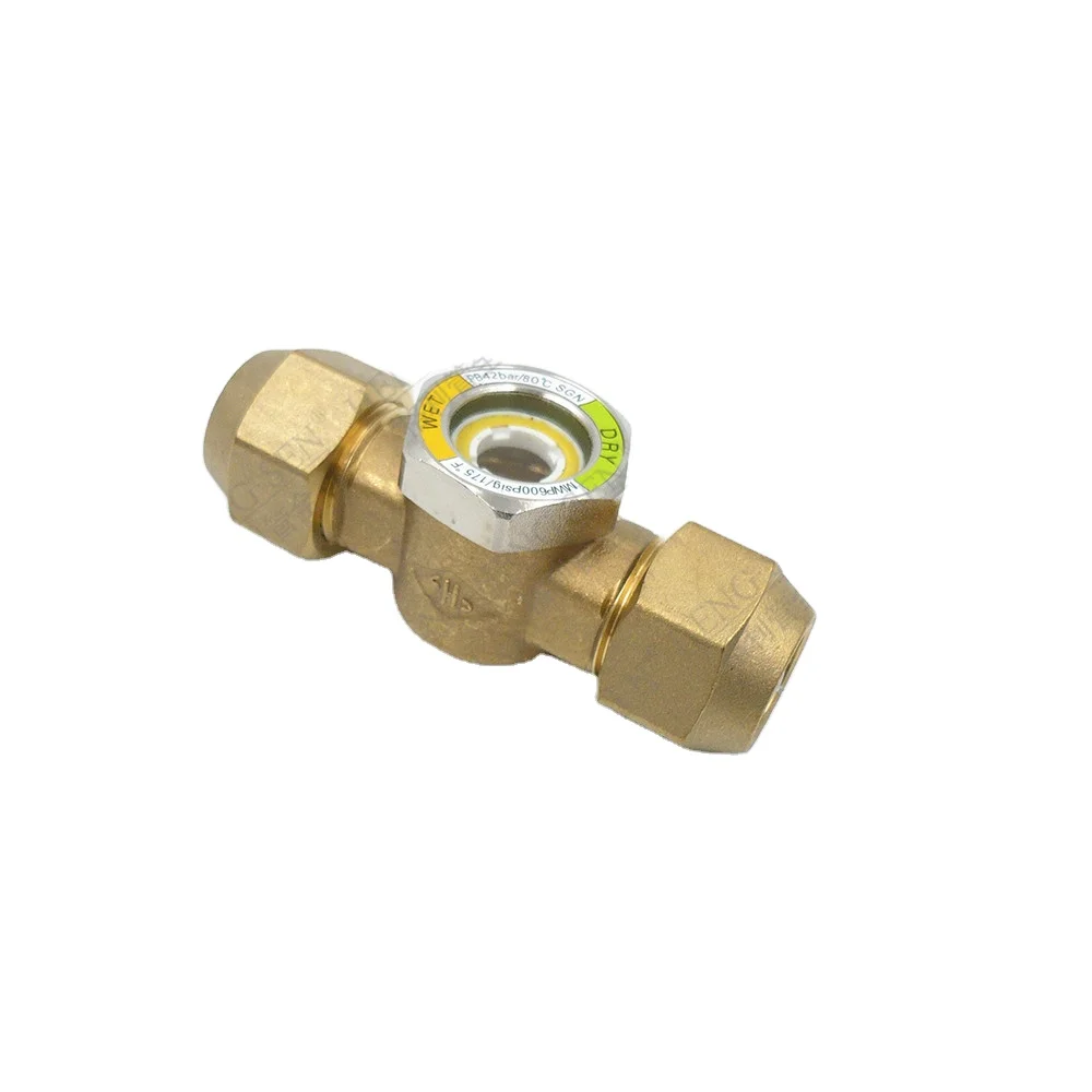 Low MOQ Refrigeration Air-conditioning brass Sight Glass with nuts. clear window easy to see