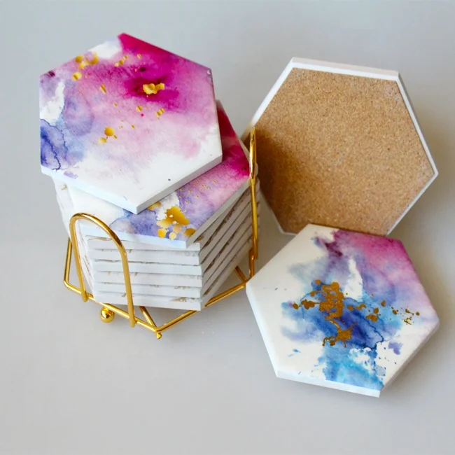 
Wholesale sublimation hexagon coaster absorbent blank ceramic car coaster for drink 