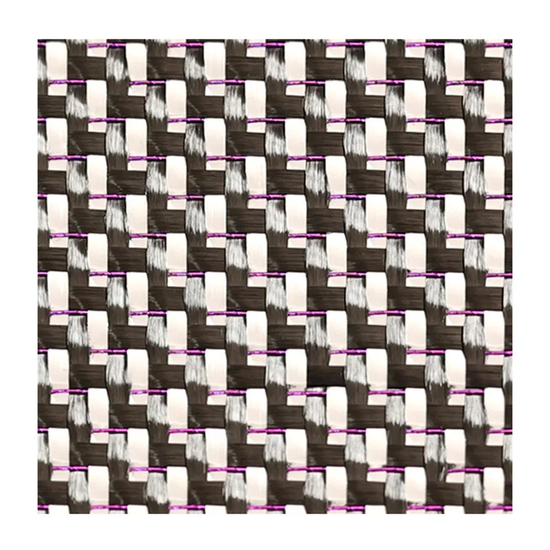 Silver metallic carbon fiber fabric Purple thread Carbon cloth