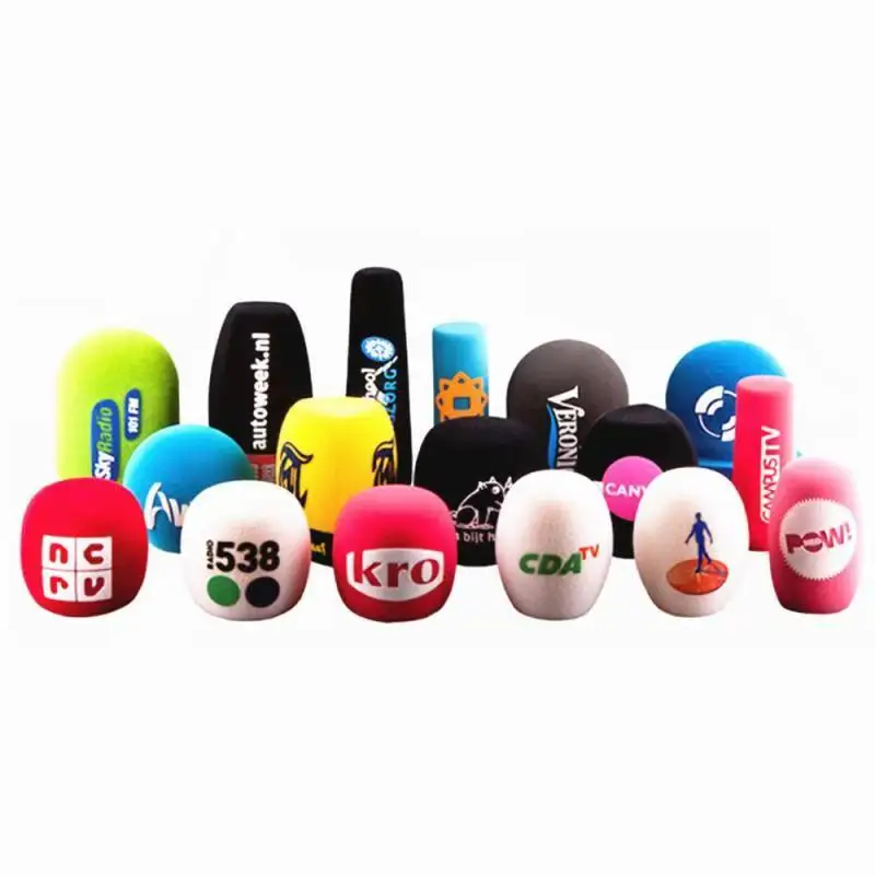 Custom logo Flocked Microphones Sponge Triangle Square Shape Mic Foam Cover