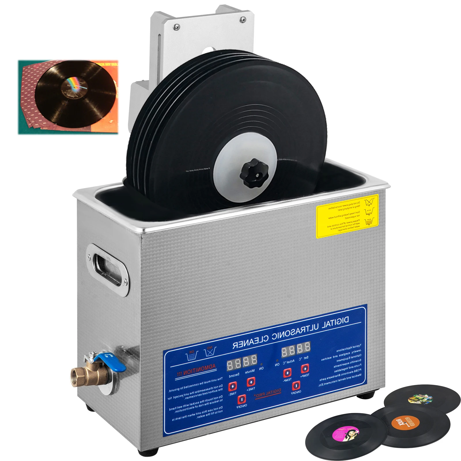 Ультразвуковой очиститель виниловых записей 6 л, ультразвуковая машина для чистки виниловых записей, полный комплект с сушильной стойкой, шайба для записей