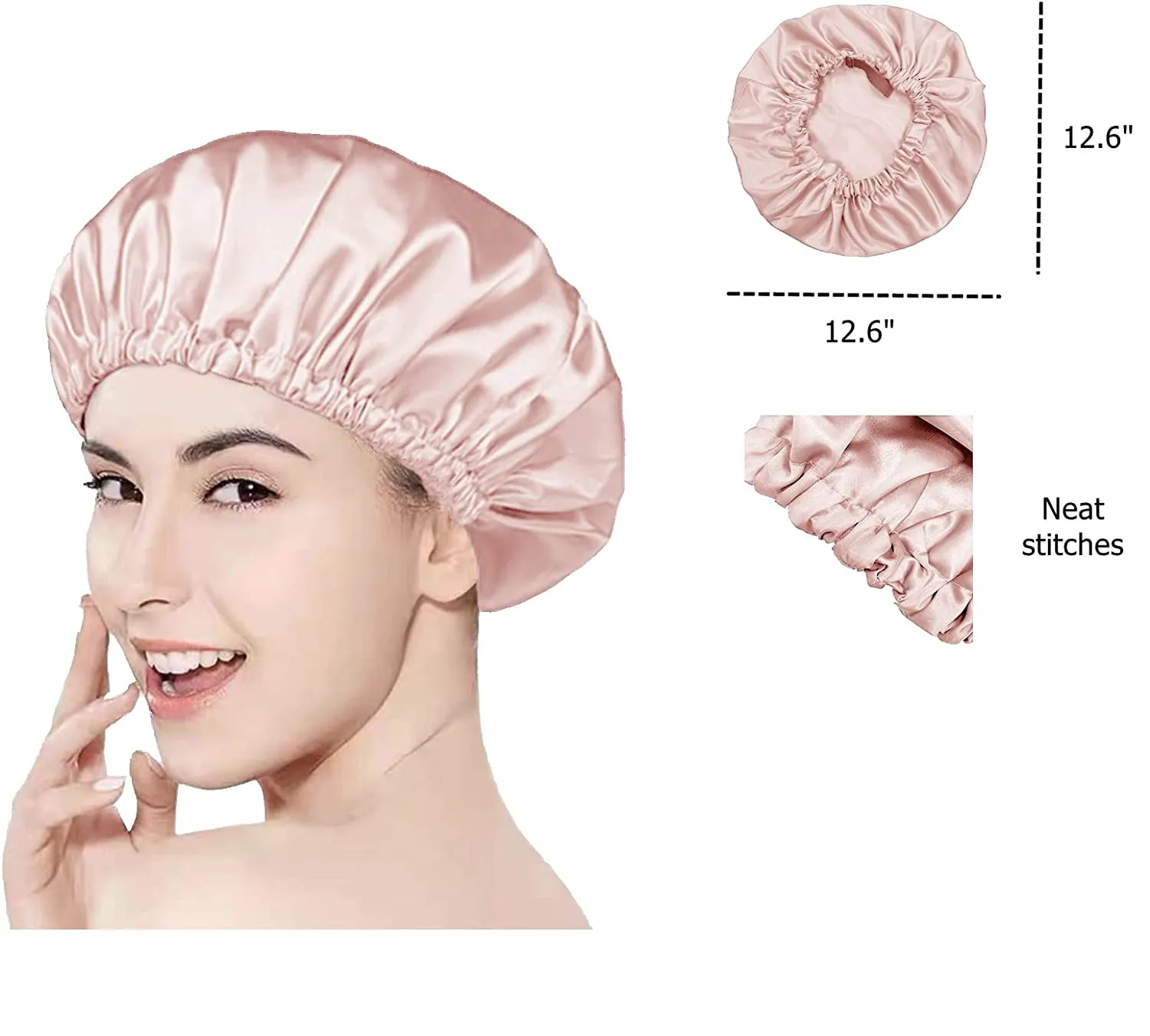 Satin Pillowcase for Hair and Skin et of 2 Silky Cooling Pillow Covers Cases with Scrunchie and Bonnet, Envelope Closure Design