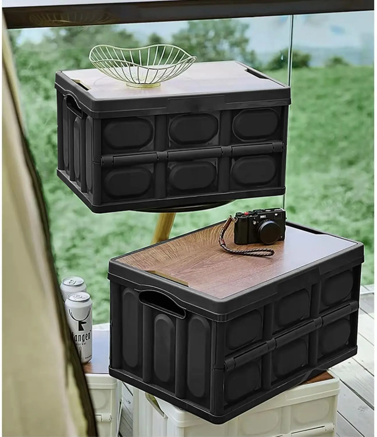 Most Popular Waterproof Insert for Groceries,Camping,Picnic Plastic Collapsible Tote Crate - White Camping Folding box