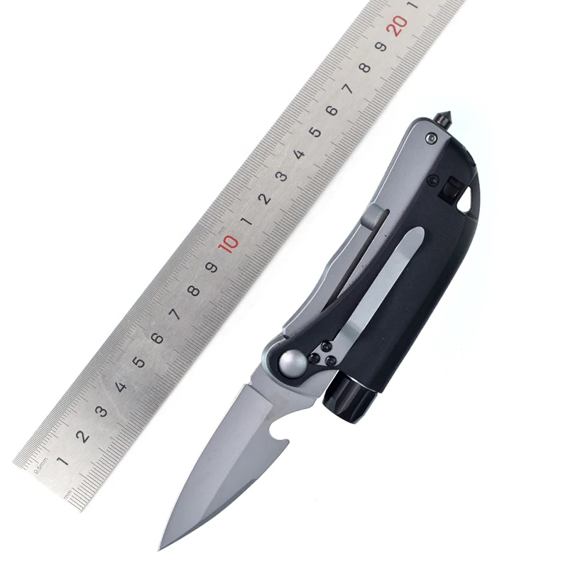 New 8 in 1 Tactical knife survival hunting pocket Outdoor folding multitool LED Flashlight Bottle opener Whistle window breaker