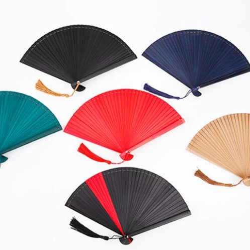 Top Wholesale Chinese Fans In Bulk Own Logo Print Hand Held Bamboo Fan Black  Chinese Folding Fan
