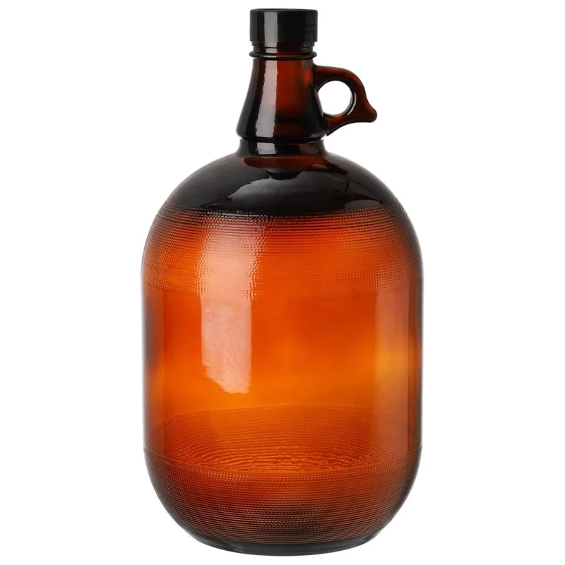 Recyclable Wholesale 1gallon Glass Wine Bottle With Handle For Beer Wine Olive Oil California Brown Light Proof Glass Bottle