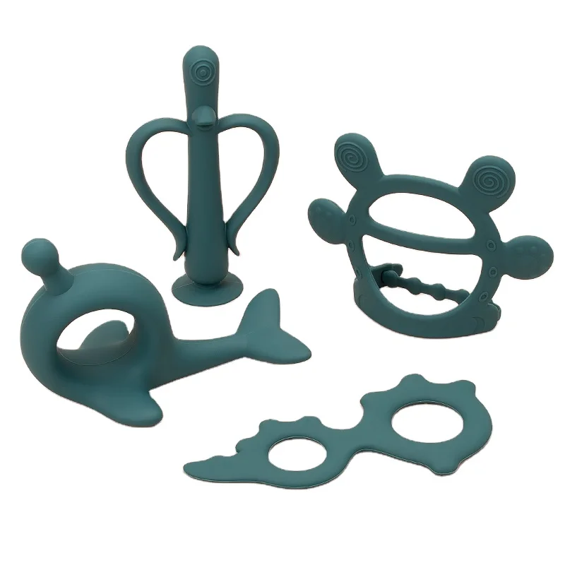 BPA Free Silicone Baby Teether Toy For Infant Food Grade Silicone Toddler Soft Chew Teething Toy For 0-6 months babies