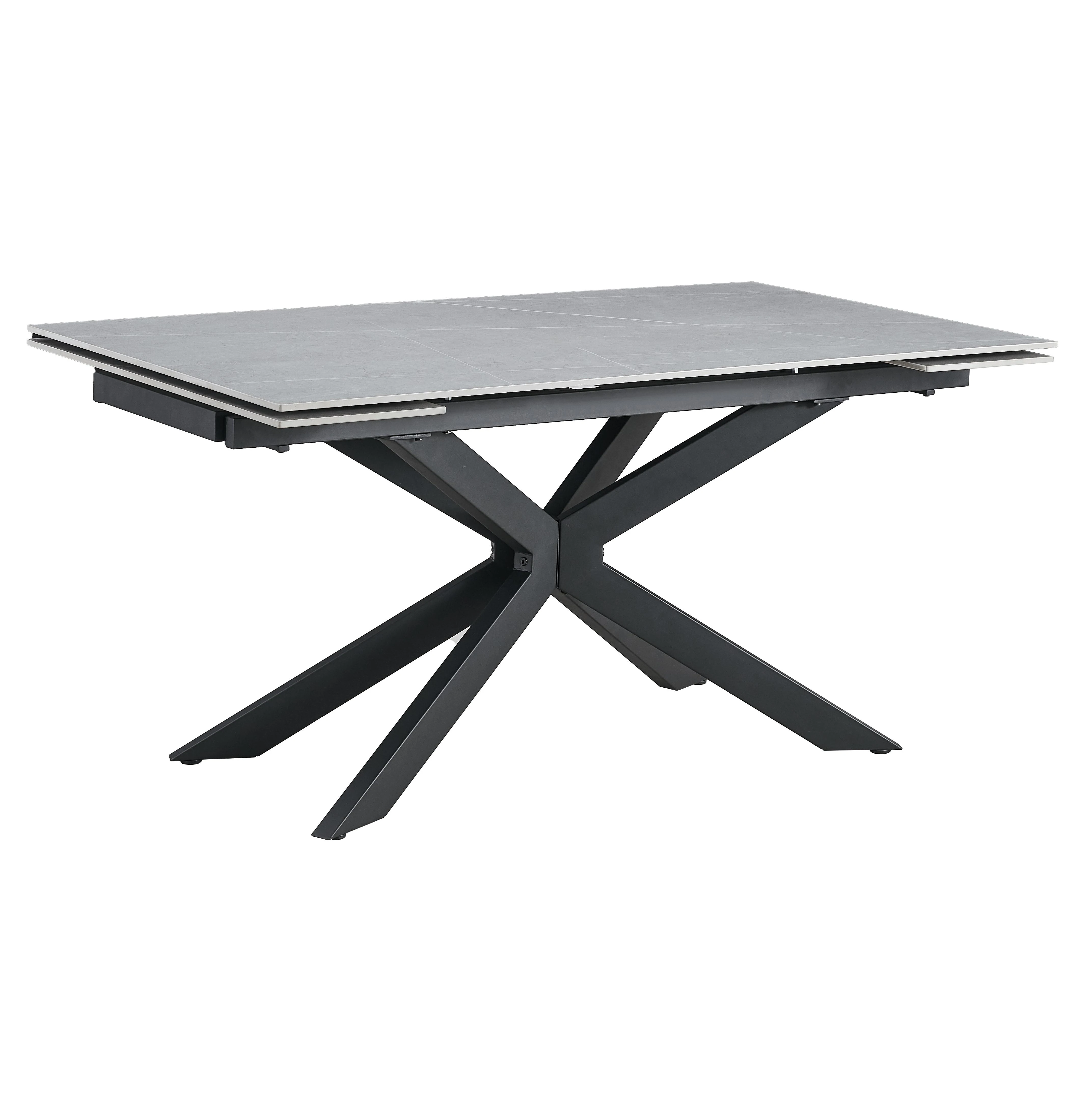 Contemporary Extendable Cross Metal Legs Restaurant Table Kitchen Room Dining Table Luxury