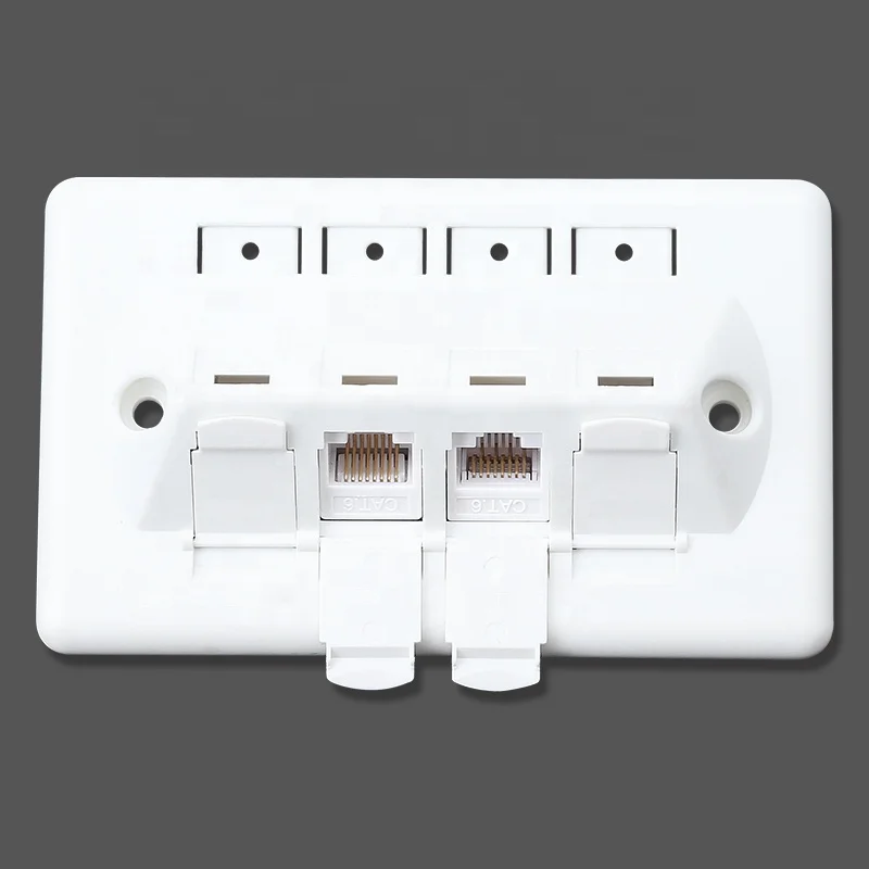 Good Quality Telecom 4 Port RJ45 Keystone Wall Outlet Network faceplate Face plate keystone jack cat6 4 port faceplate