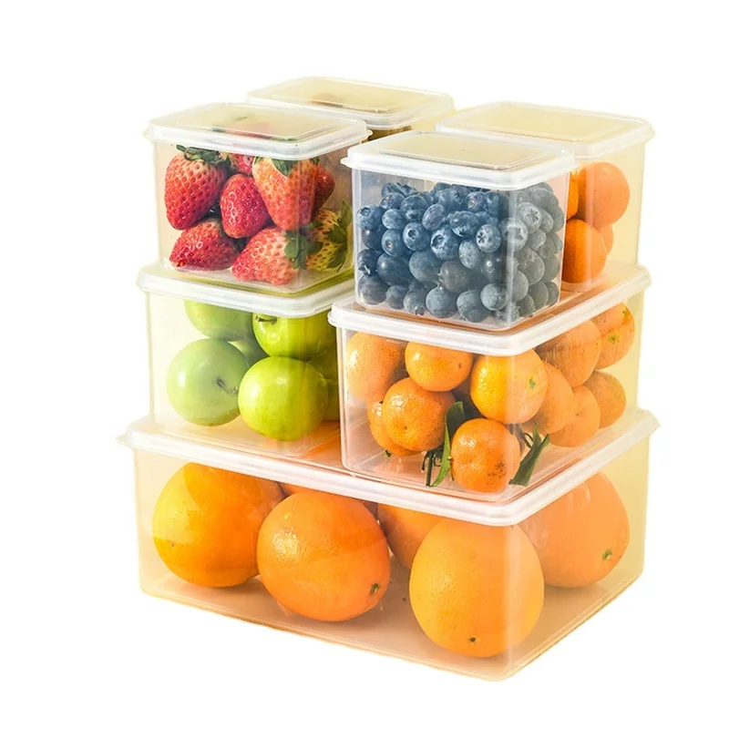 Kitchen organization food package box closet plastic containers transparent food fruit vegetable storage boxes set