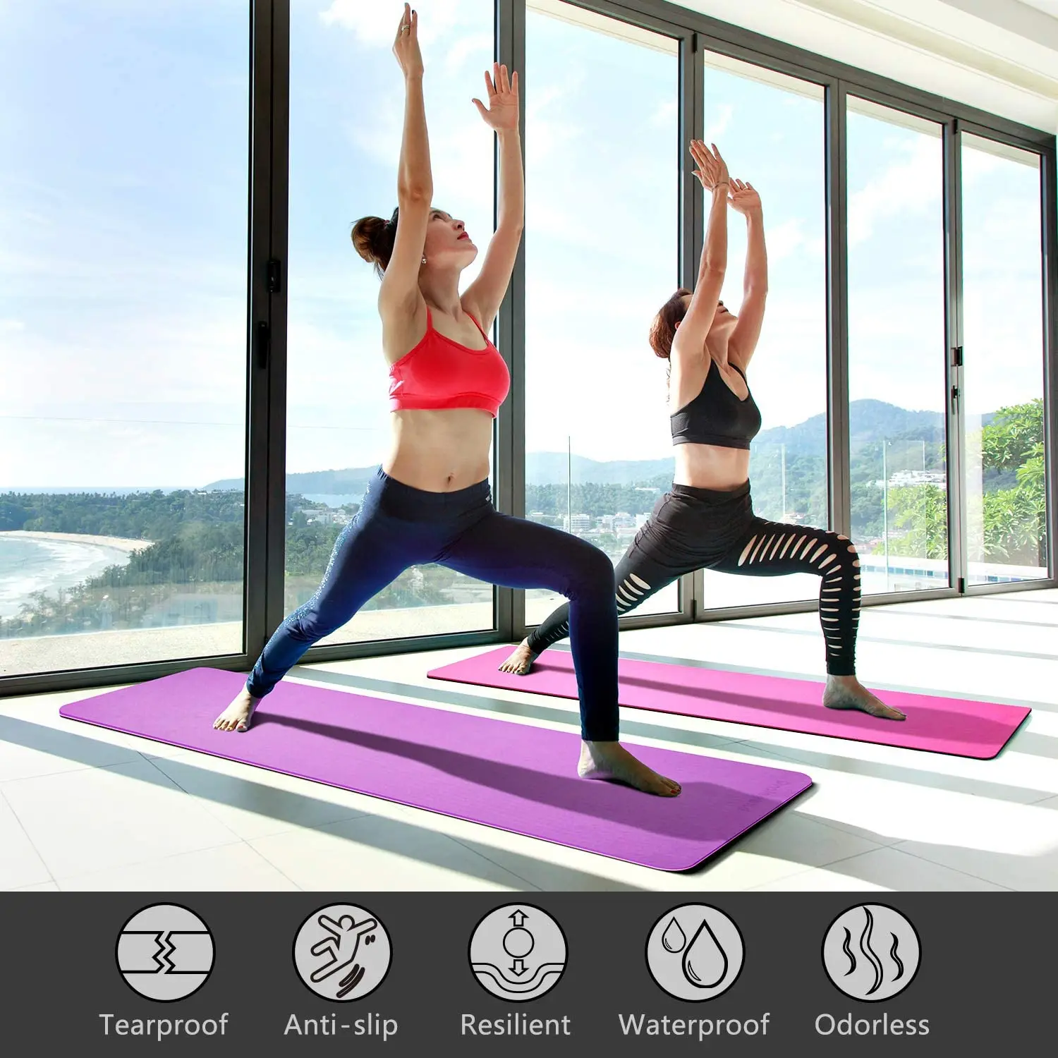 Custom logo 6mm ECO-friendly anti-slip texture Fitness Pilates TPE Yoga Mat