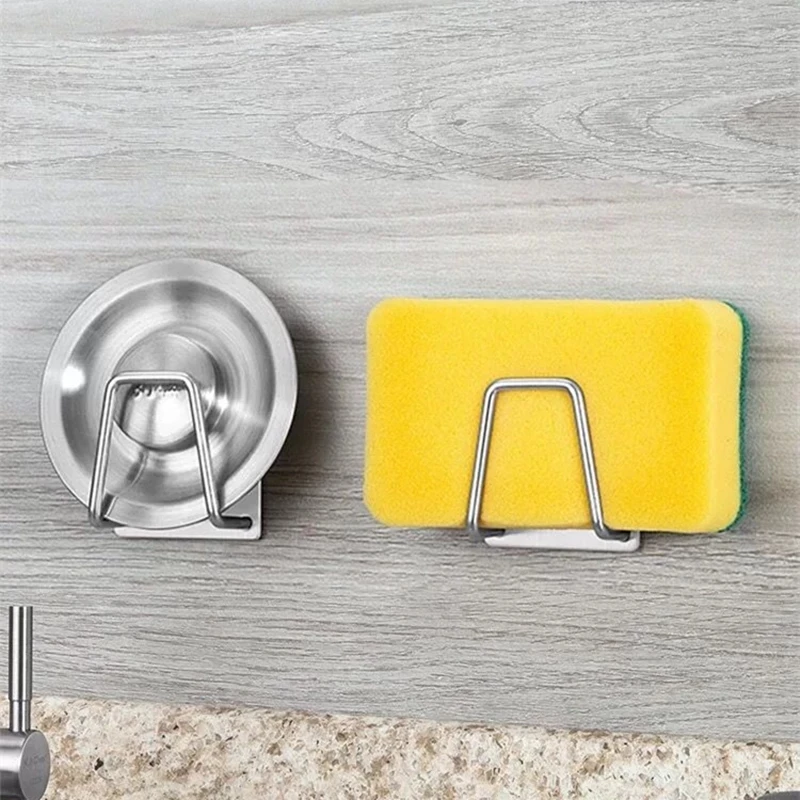 WONDERFUL Kitchen Self Adhesive Drain Drying Rack Kitchen Wall Hooks Storage Organizer Stainless Steel Sink Sponges Holder