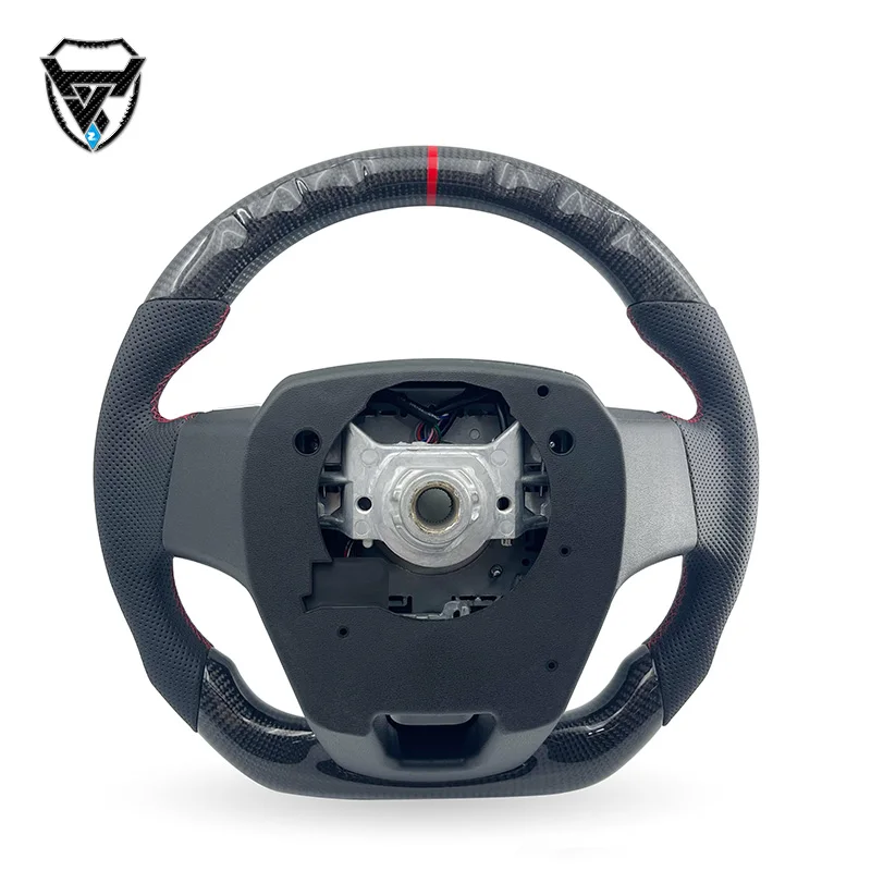 Black carbon fiber red marked leather handle semi perforated modified steering wheel for Toyota ZC-FT-YD-T1
