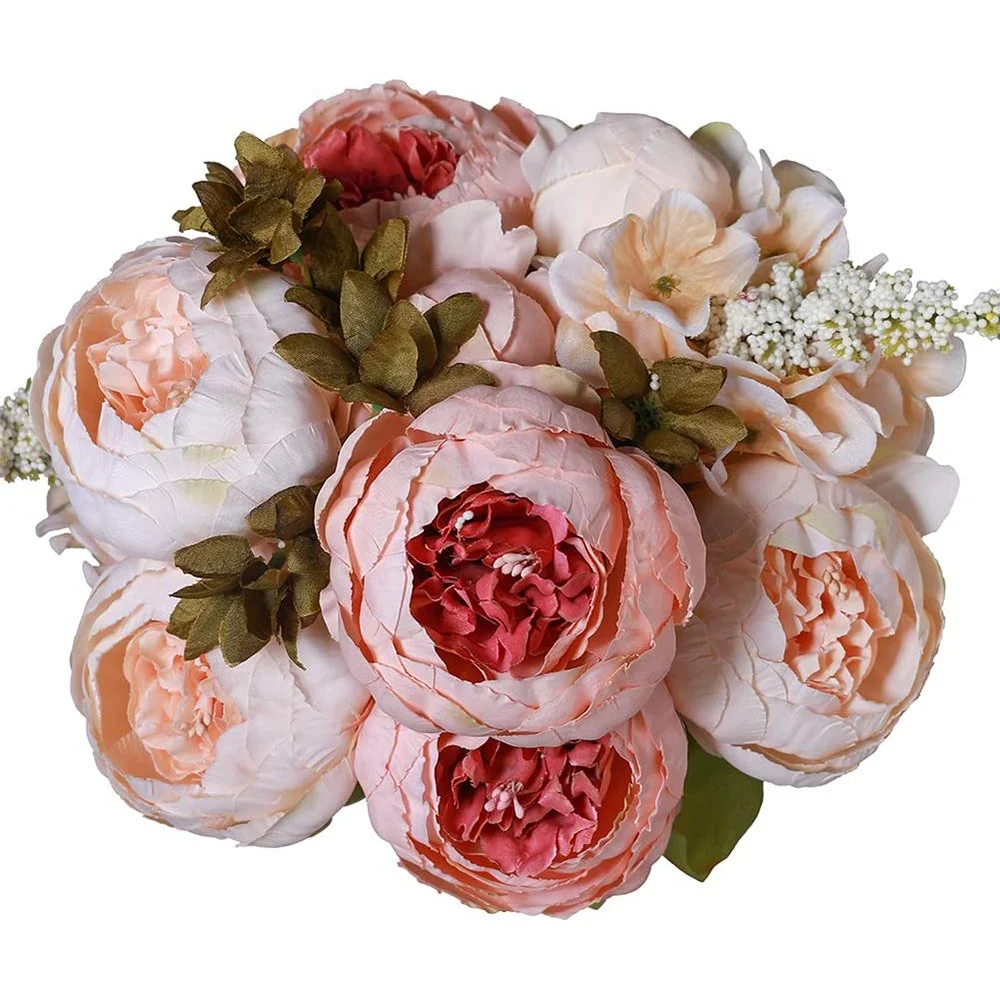 INUNION Hot Sale Home Wedding Decoration Artificial Flowers Fashional Springs Design Silk Artificial Peony Bouquet