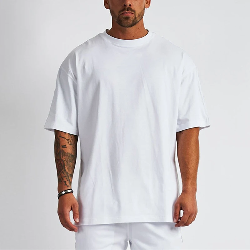 KUK-101 Factory Wholesale Custom Thick Collar Cotton T Shirt White Solid Square Blank T Shirt Men Black Square Fitted T Shirt