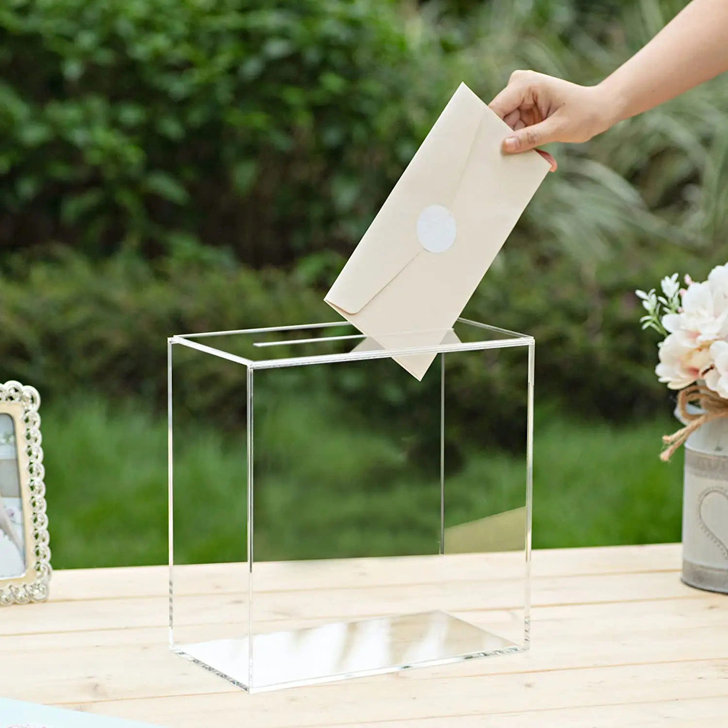 Customized acrylic wedding wish ballot box donation box invitation card envelope storage box