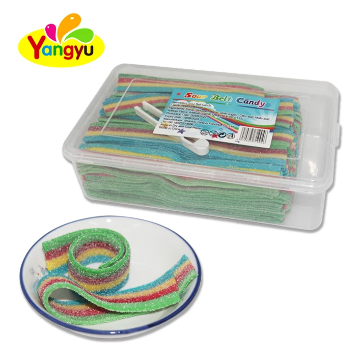 Rainbow Licorice Soft Belt  Candy Sugar Coated Gummy Candy