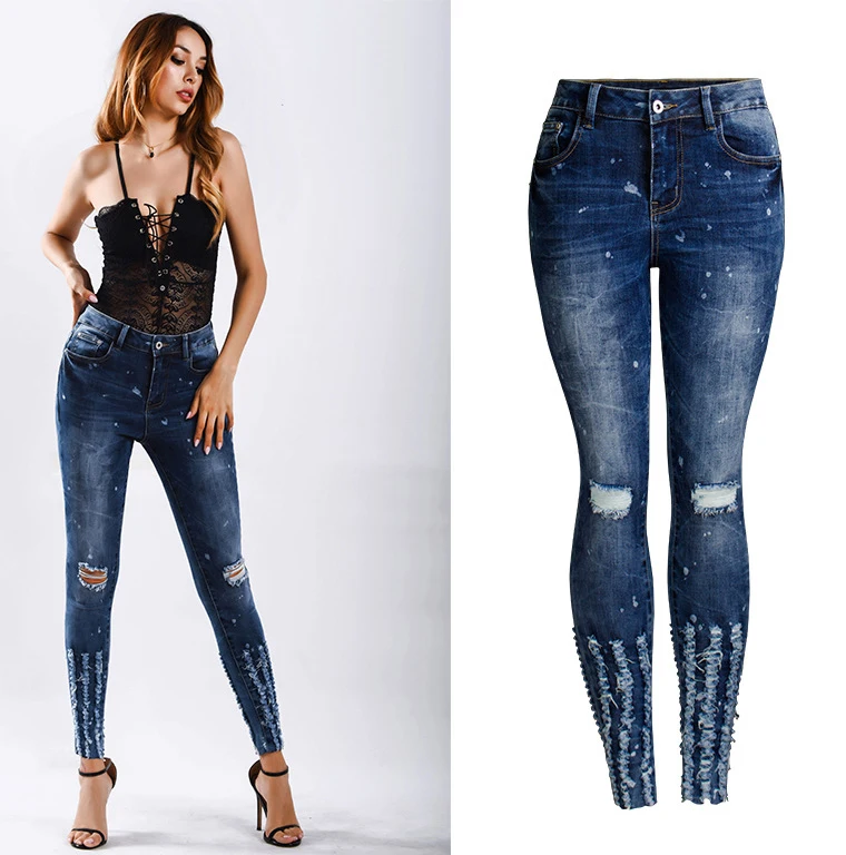 Factory price fashion wash denim skinny brazilian jeans for women