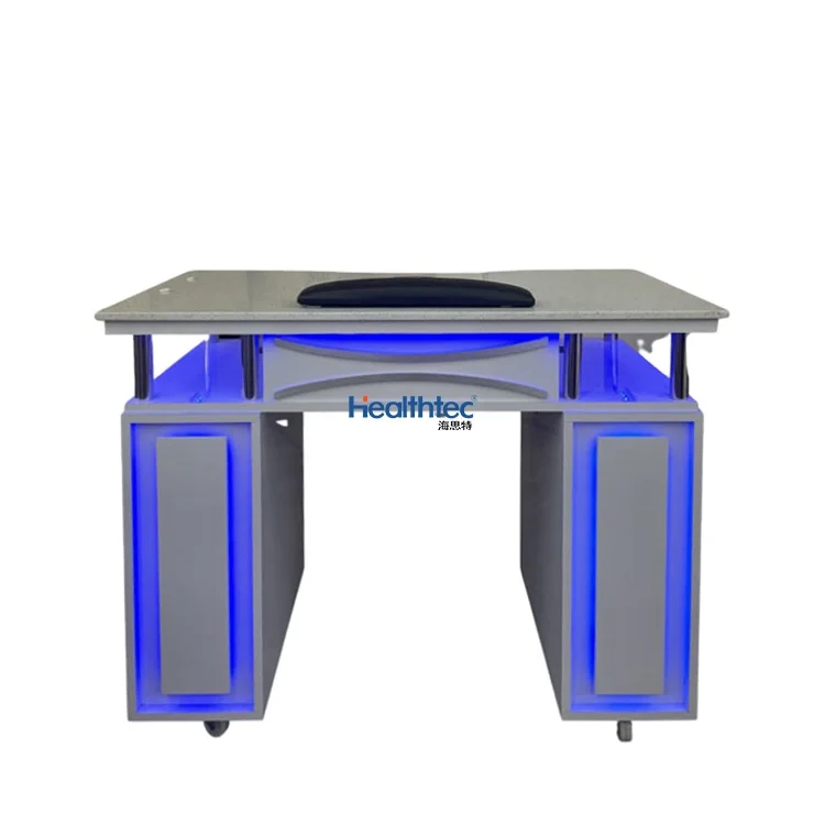 Modern nail salon nail equipment with white gold-plated craftsmanship and large drawers luxurious nail table