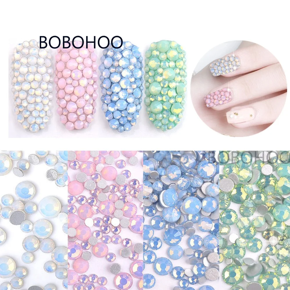 Opal Colors Mix Sizes  Rhinestones Flatback Glass stones for Nail Art Rhinestone