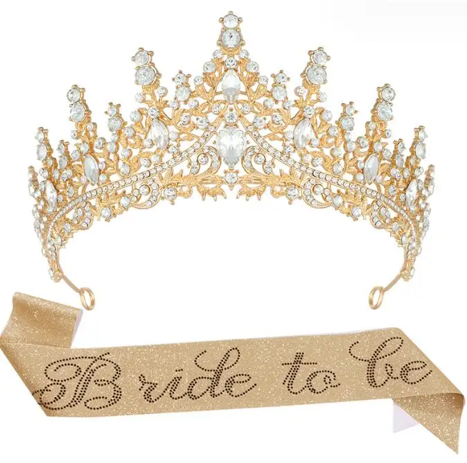 Hot Selling European And American Wedding Dress Bridal Headwear Bride To Be Wholesale Rhinestone Tiara Birthday For Girls Tiaras