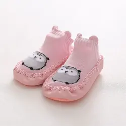 0-2 years old cute cartoon animal soft cotton non-slip floor thick short tube newborn baby shoes socks